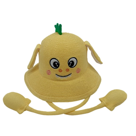 Generic Children's Classic Hats Summer Baby Boy Girl Sunhat with Moving Ears for Kids Beach Bucket Hats Caps Fashion Casual Four Seasons Caps(One Size,Yellow)