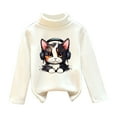 thumbnail image 1 of Generic Children's Clothes Girl's Fall And Winter Long Sleeve Cat Printing Thickened De Velvet Half Turtleneck Bottoming Shirt Tops Shirts Sweatshirts Pullover (6-7 Years,WH2), 1 of 5