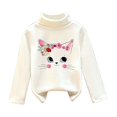 thumbnail image 1 of Generic Children's Clothes Girl's Fall And Winter Long Sleeve Cat Printing Thickened De Velvet Half Turtleneck Bottoming Shirt Tops Shirts Sweatshirts Pullover (6-7 Years,WH3), 1 of 5