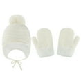 thumbnail image 1 of Generic Children's Fishing Caps Baby Girls Boys Soft Warm Knit Hat Kids Winter Hat with Glove 2PC Set Hat for Toddler Headgear Adjustable Breathable Sun Protection (,White), 1 of 2