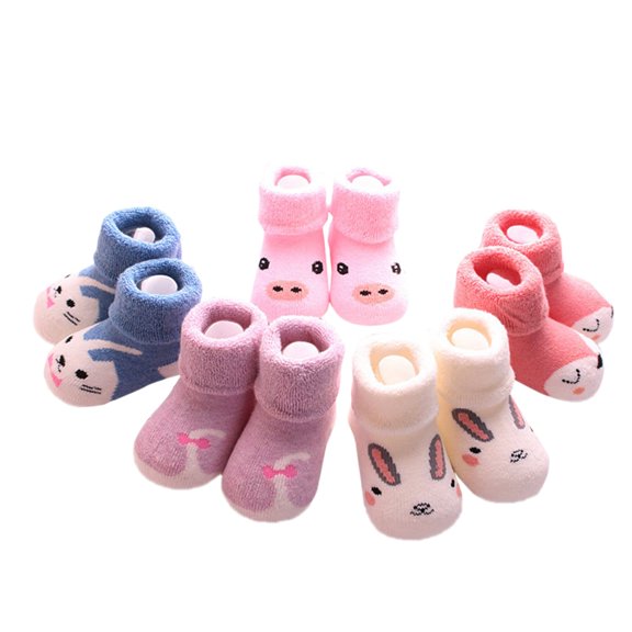 Generic Children's Shoes Autumn Winter Fashion Cute Cartoon Comfortable Thickened Thermal Socks(5PCS) Breathable Walking for Toddlers/Little Kid/Big Kid ﻿(0-1 Years,Clear)