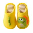 thumbnail image 1 of Generic Children Toddler Boys Girls Dinosaur Slippers Toddler Comfort House Slippers Cute Warm Plush Slip On Boys Girls Indoor Winter Home Cotton Shoes（7-8 Years Yellow）, 1 of 8