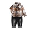 thumbnail image 1 of Generic Children's Spring and Autumn New Baby Leisurely Wind Long Sleeved Shirts for Boys and Girls Children Denim Suit Toddler Boy Winter Clothes(6-9 Months,Khaki), 1 of 7