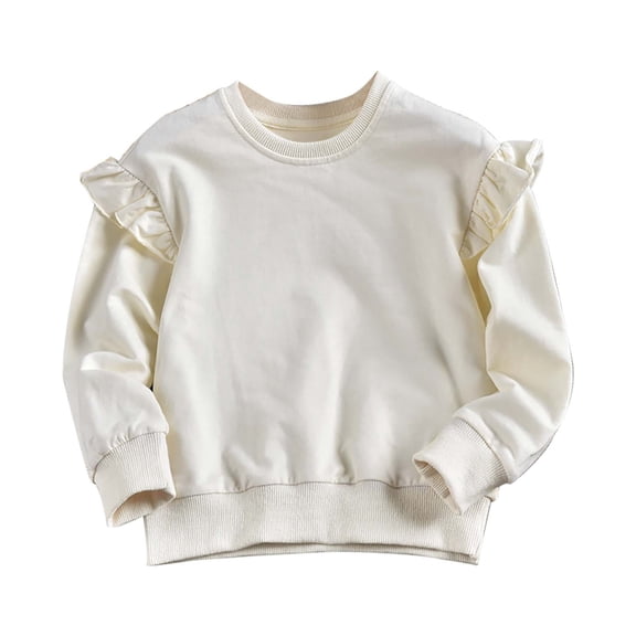 Generic Children's Spring and Autumn Solid Color Long Sleeve Sweatshirt Bubble Sleeve Top for Fashion Casual Breathable Clothing (3-4 Years,White)