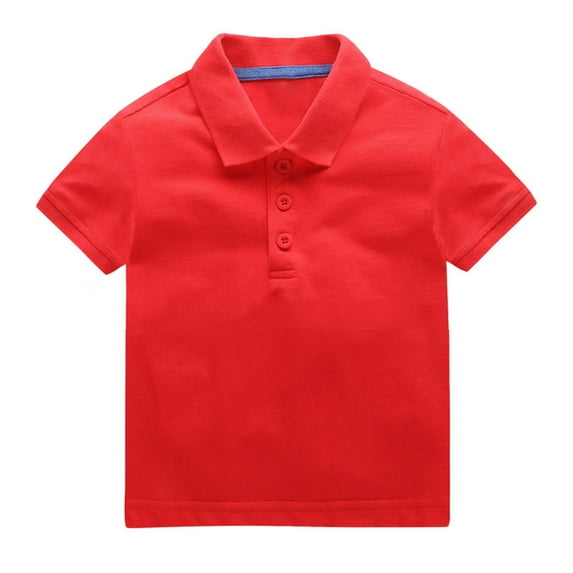 Generic Children's Summer T Shirt Short Sleeve Lapel Neck Solid Color Top Casual Going Out For 1 To 8 Years