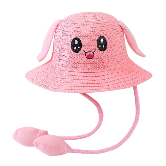 Generic Children's Sun Hats Summer Baby Air Bag Sunhat with Moving Ears Kids Rabbit Straw Hats Caps for Fashion Casual Four Seasons Caps(54,E)