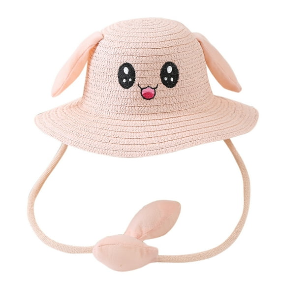 Generic Children's Sun Hats Summer Baby Air Bag Sunhat with Moving Ears Kids Rabbit Straw Hats Caps for Fashion Casual Four Seasons Caps(54,H)