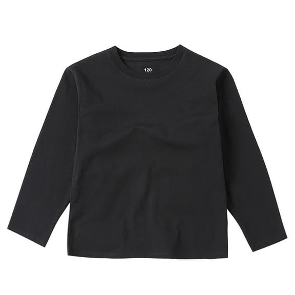 Generic Children's T Shirt Long Sleeve T Shirt Boys' T Shirt Cotton Top Medium Toddlers T Shirt Girls' Round Neck Soft Wear Autumn Unisex Kids Cotton Basic Round Neck Top (6-7 Years,Black)