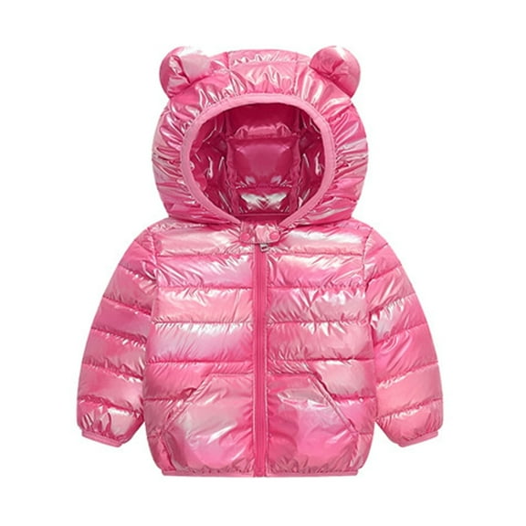 Generic Boys/Girls Cotton Jacket Autumn/Winter Cute Colorful Hood Zippered Coat Party Birthday School for Holiday Winter Party Christmas(3-4 Years Pink)
