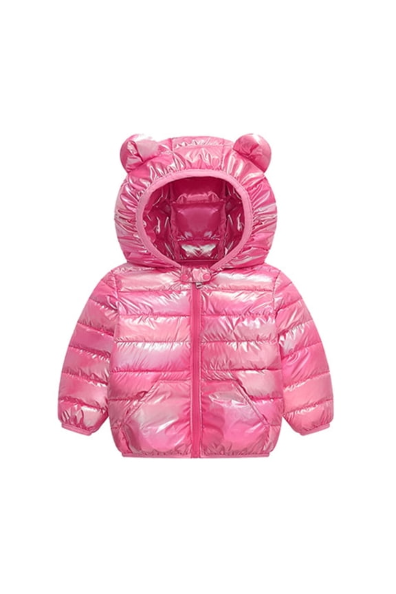 Boys/Girls Cotton Jacket Autumn/Winter Cute Colorful Hood Zippered Coat Party Birthday School for Holiday Winter Party Christmas(3-4 Years Pink)