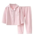 thumbnail image 1 of Generic Childrens Christmas Clothes Develvet Pajamas Children's Pajamas Boys Girls Winter Long Sleeved 2 Set Lapel Home Wear for Boys Girls ﻿(7-8 Years,Pink), 1 of 9