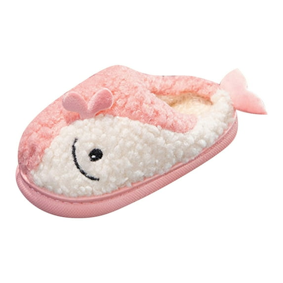 Generic Toddler Fish Slippers Kids Winter Plush Indoor Anti Slip House Slipper Boys Girls Round Toe Fuzzy Slides Shoes