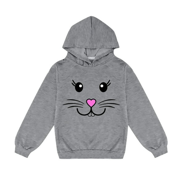 Generic Christmas Clothes for Girls Kids Boys Pullover Hoodies Cute Printed Hooded Long Sleeve Winter Sweatshirts Tops Holiday Outfit Thanksgiving (7-8 Years,Grey)