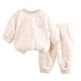 thumbnail image 1 of Generic Baby Boys Girls Pyjamas Flannel Pyjamas Homewear Set Thickened Warm Sweatshirt Comfortable Breathable Autumn Winter Clothes for Home Indoor Outdoor（3-4 Years White）, 1 of 9