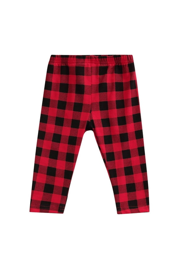 Christmas Clothes for Toddler Girl Boys Flare Leg Elastic Waist Xmas Plaid Simple Toursers Pants for Fashion Casual Breathable Clothing (18-24 Months,Red)