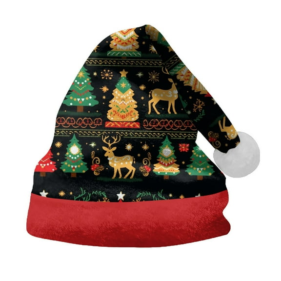 Generic Christmas Hat For Adult Holiday Parties And Events Christmas Tree Santa Printing Santa's Hat Men And Women Ribbed Knit Hat Christmas Hat Decoration