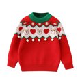 thumbnail image 1 of Generic Christmas Outfits for Girls Toddler Kids Baby Girl Boy Cute Long Sleeve Christma Bear Knitted Crewneck Sweater Pullover Tops Warm Outfits for Fall Winter Casual Soft (5-6 Years,Red), 1 of 9