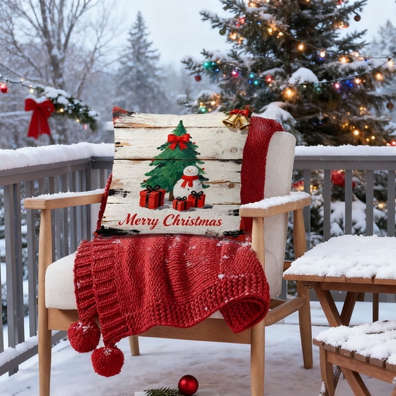 Generic Christmas Pillow Cover Embroidered Red Merry Christmas Throw Pillow Case Soft Soft Plush Faux Fur Xmas Decorations Winter Holiday Decor