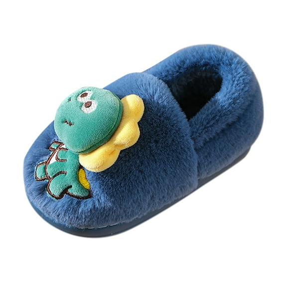 Generic Christmas Slippers Toddler Girl Dinosaur Slippers For Kids Memory Foam Comfy House Shoes Girls Boys Bedroom Home Slippers Clearance Shoes(5.5-6 Years,Navy)