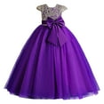 thumbnail image 1 of Generic Christmas Sweatshirt Kids Toddler Girl Dress Summer Sleeveless Bowknot Flower Princess Dress Catwalk Performance Dress for 2024 New Vintage Holiday Party Clothing(12-13 Years,Purple), 1 of 8
