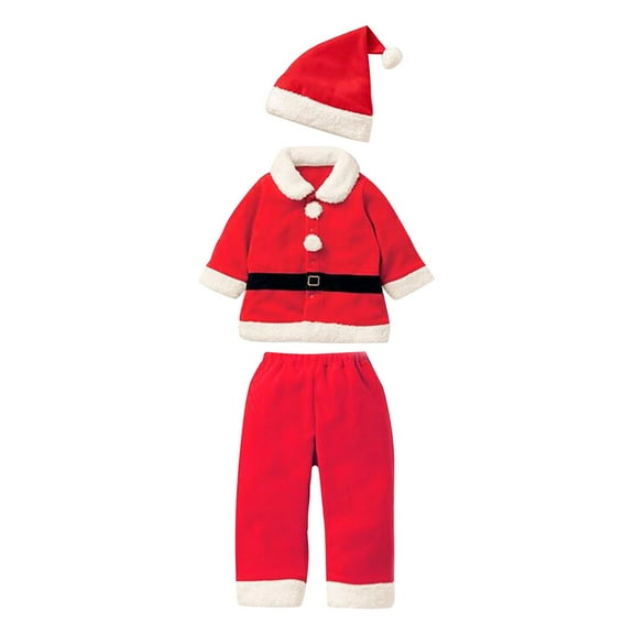 Generic Christmas Themed Kids' Clothing Xmas Print Long Sleeve Top And Flare Pants Set Cute Holiday Kids' Outfit Set Toddler Baby Girls Boys Thick Christmas Santa Tops Pants Hat Set Outfits