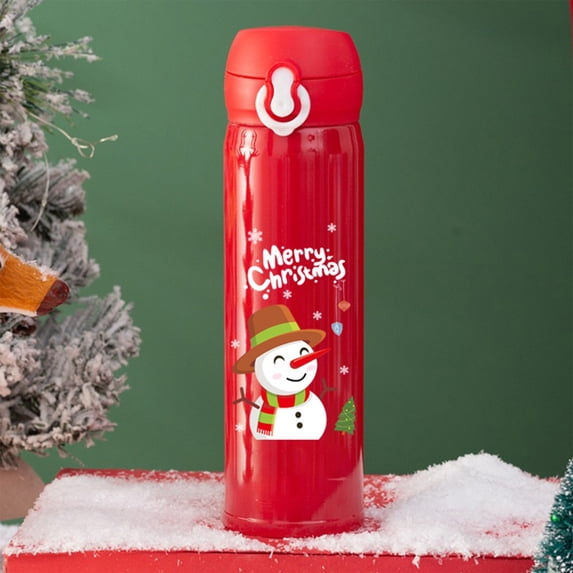 Generic Christmas Vacuum Cup Insulated Water Bottle Stainless Steel Travel Mug Lockable Thermoses for Christmas Kids Adult Use