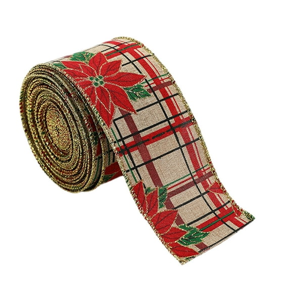 Generic Christmas Red Plaid Ribbon Gingham Ribbon Check Wired Edge Wrapping Ribbon Tartan Ribbon for Christmas DIY Crafts Present Wrapping Home Decorations Bows