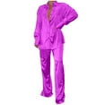 thumbnail image 1 of Generic Classic Plus Size Satin Pajamas for Women Long Sleeve Button Down Sleepwear Solid Soft Silk Loungewear Pjs Set, 1 of 3