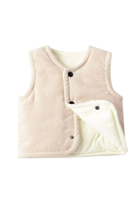 Fashion Kids Child Toddler Baby Boys Girls Sleeveless Patchwork Winter Coats Jacket Vest Outer Outwear Warm Coat Vest Jacket(18-24 Months,Beige)