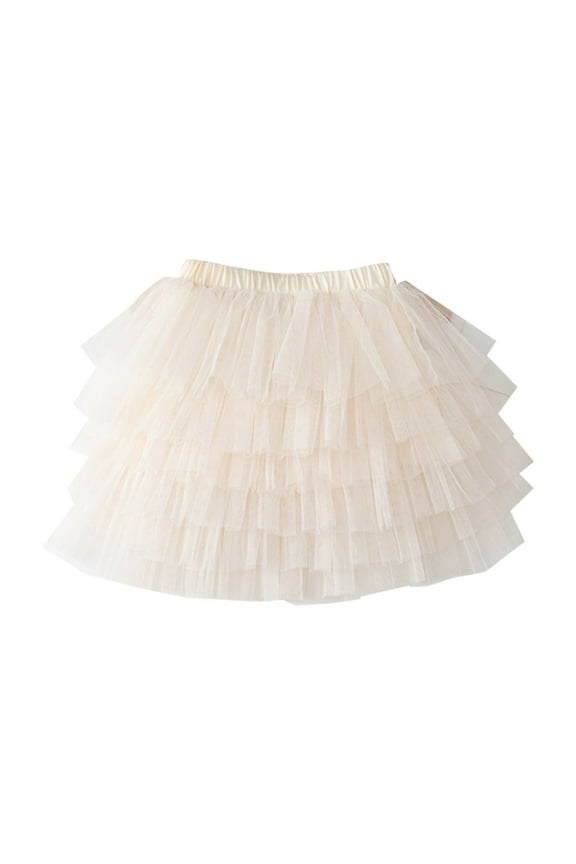 Clearance Boys' Fashion Little Child Girls Short Ballet Tulle Tutu Skirt Mesh Short Skirt Princess Performance Skirt Sweet Skirt for Casual Breathable6-7 YearsWhite