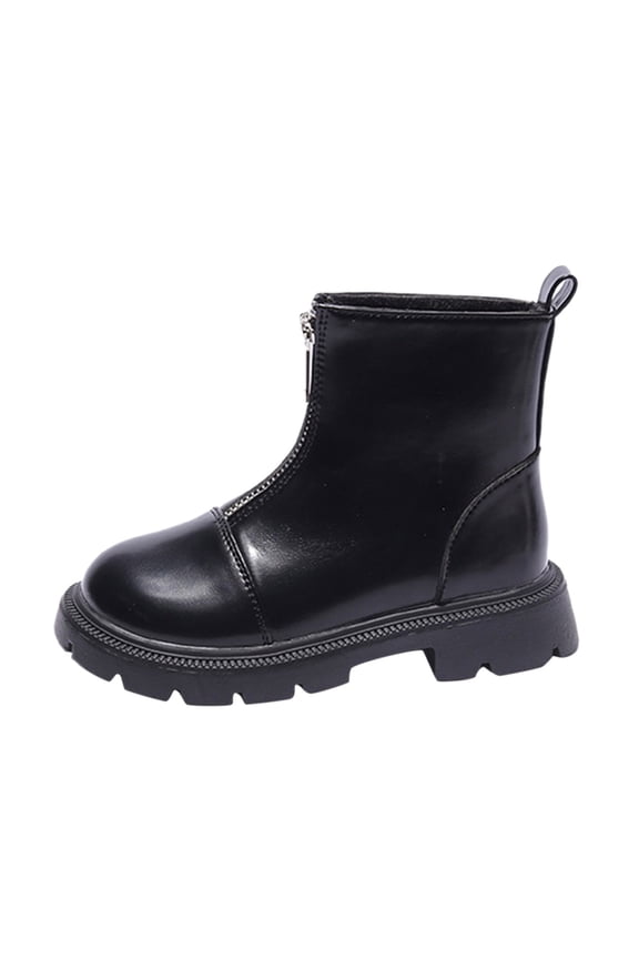 Clearance Children Shoes Boys Fashion Winter Boots for Boy Girls Flat Soles Thick Soles Solid Colors High Top Plush Warm Simple Style Casual Non Slip Shoe (4-4.5 Years,Black)