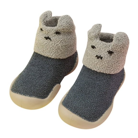 Generic Clearance Children Shoes Boys Toddler Kids Baby Girls First Cute Cartoon Warm Thickened Antislip Socks Shoes Sneaker Shoe ﻿(0-6 Months,Green)