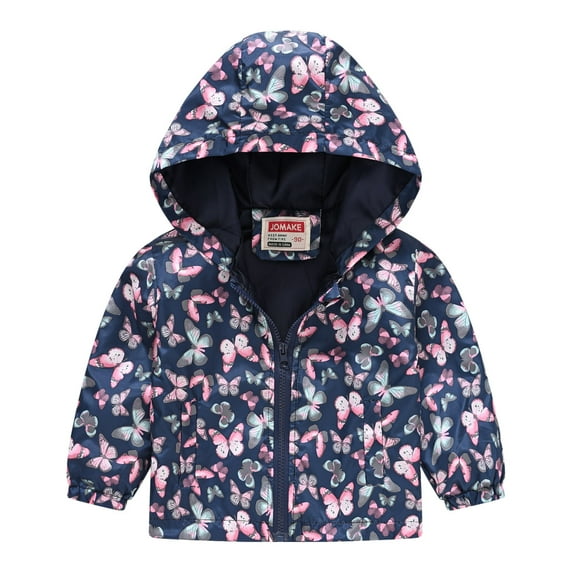 Generic Clearance Children's Outfits Toddler Boys Girls Casual Jackets Printing Cartoon Hooded Outerwear Zipper Coats Long Sleeve Windproof Coats for Fall Winter Clothing(4-5 Years,Navy)