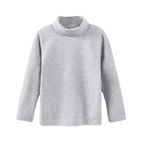 Generic Clearance Children's Outfits Toddler Girl Boys Solid Color Long Sleeve High Neck Base Coat with Warm Top for Fall Winter Casual Soft Comfortable Clothing(3-4 Years,Grey)