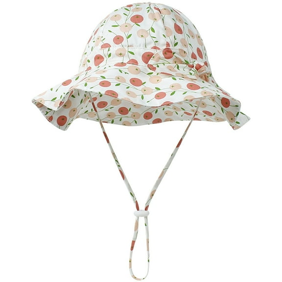 Generic Clearance Children's Travel Hats Kid's Floral Sun Hat Wide Brim UPF 50  Protection Hat for Toddler Boys Girls Adjustable Bow Bucket Hat for Travel Hiking Christmas(,Beige)