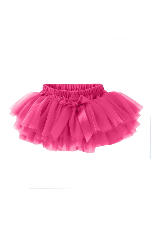 Clearance Clothing Baby Girls Soft Fluffy Tutu Skirt Shorts Fashion Casual Breathable Solid Bowknot Party Carnival Mesh Tulle Tutu Skirt (3-6 Months Hot Pink)