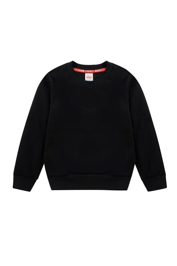 Kids Child Toddler Baby Boys Girls Solid Patchwork Long Sleeve Cotton Round Collar Sweatshirt Pullover Tops Outfits Clothes for Halloween Christmas Holiday Party (7-9 Years Black)