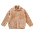 thumbnail image 1 of Generic Clearance Fashion Toddler Boys Girls Long Sleeve Autumn Winter Solid Zippered Coat Jacket Thicken Warm Outwear for Xmas Sweater Hoodies Outfits(7-8 Years,Khaki), 1 of 4