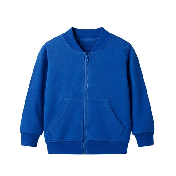 Generic Clearance Girls Sweaters Toddler Kids Baby Outwear Long Sleeve Round Neck Solid Color Jacket Zipper Hooded Fall Winter Windproof Coats for Boys Clothes(5-6 Years,Blue)
