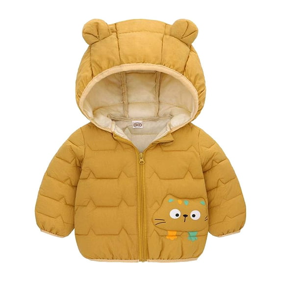 Generic Boys Tops Winter Coats Kids Toddler Baby Girls Padded Jacket Cute Cartoon Bear Hoods Warm Clothes Outerwear Coat for Fashion Comfortable Breathable(2-3 Years,Yellow)