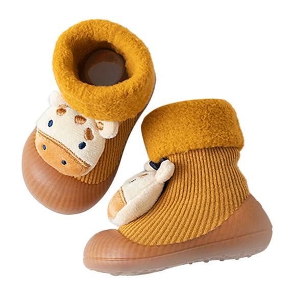 Generic Clearance Kid Shoe Children Anti Slip Baby Girl Cotton Non Slip Floor Socks Boy Rubber Sole Cartoon Indoor Socks Shoes for Simple Casual Breathable Shoe (0-6 Months,Yellow)