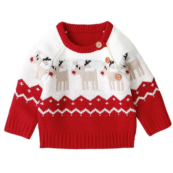 Generic Clearance Kids Matching Sets Boys Girls Fall And Winter Christmas Knitted Sweater for Cute Casual Soft Comfortable Breathable(6-12 Months,Red)