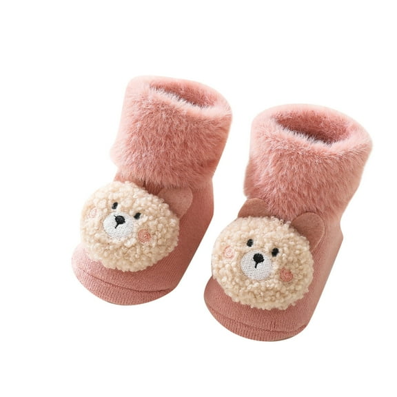 Generic Clearance Shoes for Boys Children Toddler Autumn Winter Girls Floor Socks Non Slip Plush Warm Comfortable Cute Cartoon Bear Rabbit Simple Casual Breathable Shoe ﻿(0-6 Months,Pink)
