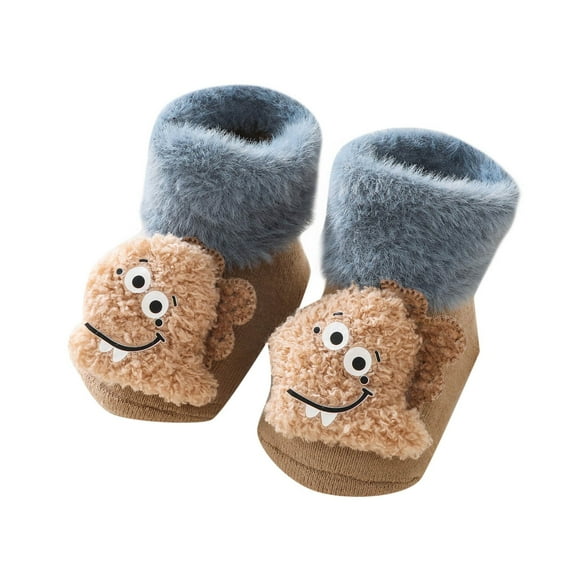 Generic Clearance Shoes for Boys Children Toddler Autumn Winter Girls Floor Socks Non Slip Plush Warm Comfortable Cute Cartoon Bear Rabbit Simple Casual Breathable Shoe ﻿(0-6 Months,Brown)