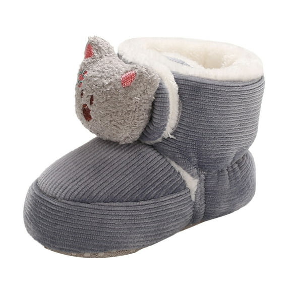 Generic Clearance Shoes for Girls Baby Boys Cotton Booties Winter Warm Slippers Toddler Non Slip Ankle Boots House Socks Shoes for Casual Breathable Shoe (0-6 Months,Gray)