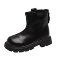 thumbnail image 1 of Generic Clearance Shoes Kids Fashion Autumn Winter Children Boots for Boys Girls Flat Soles Thick Soles Non Slip Back Zipper Warm Solid Color Casual Comfortable Shoe ﻿(6-7 Years,Black), 1 of 8