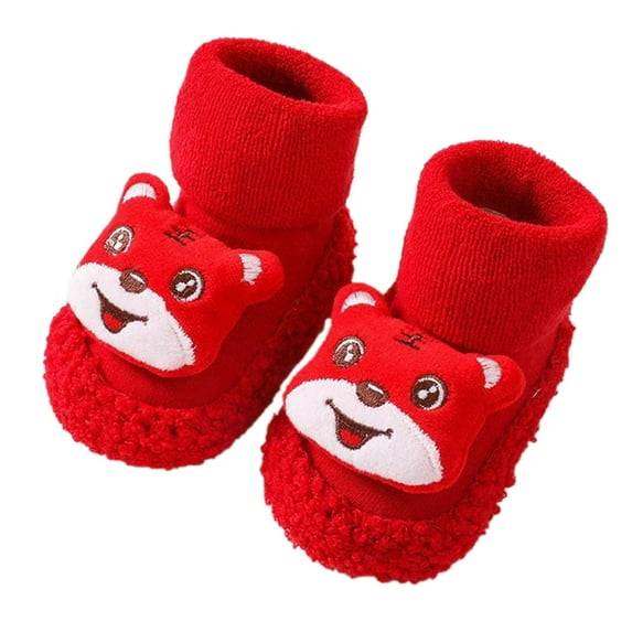 Generic Clearance Socks for Girls Combed Cotton Cute 3D Baby Anti Slip Socks Winter Warm Socks Soft Anti Slip Babys Floor Socks for Personality Vintage Leisure Classic(6-12 Months,G)