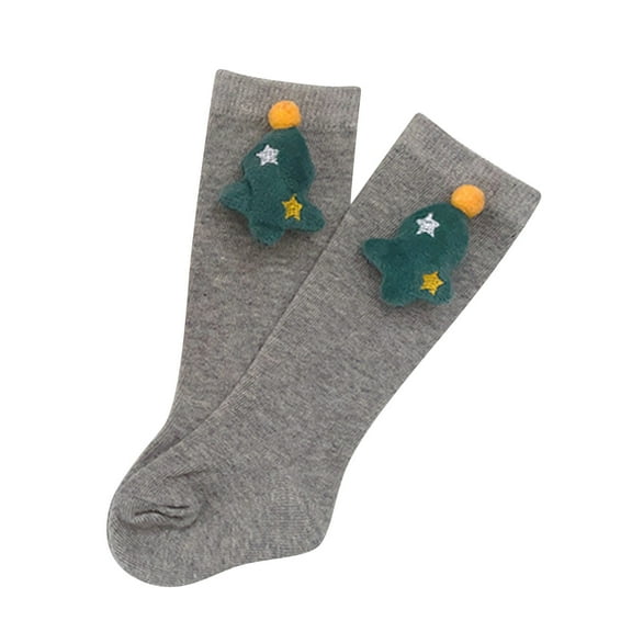 Children Christmas Stockings Cartoon Doll Stockings Non Slip Floor Stockings Solid Color Medium Tube Stockings