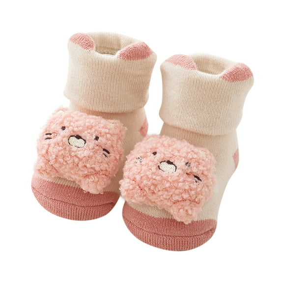 Generic Clearance Socks Toddler Warm Winter Baby Socks Cartoon Coral Velvet Warm Socks Cute Plush Ear Kids High Socks for Personality Vintage Leisure Classic(0-3 Months,E)