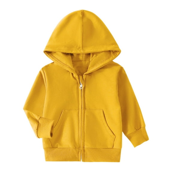 Generic Clearance Toddler Boys Jacket Kids Baby Outwear Long Sleeve Hooded Pocket Zipper Solid Color Jackets Fall Winter Windproof Coats for Girls Clothes (4-5 Years,Brown)